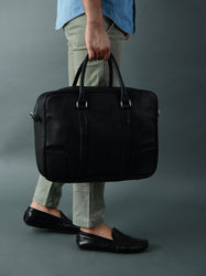 Texas Black Leather Briefcase