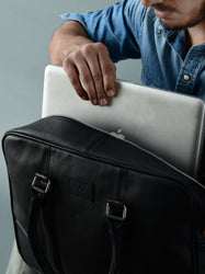 Texas Black Leather Briefcase