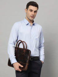 Modernist Leather Laptop Bag-Dark Brown