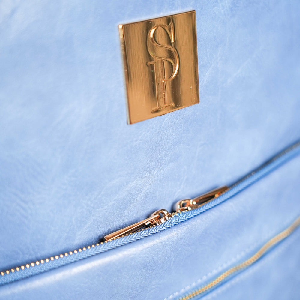 Baby Blue Leather Commuter Bag