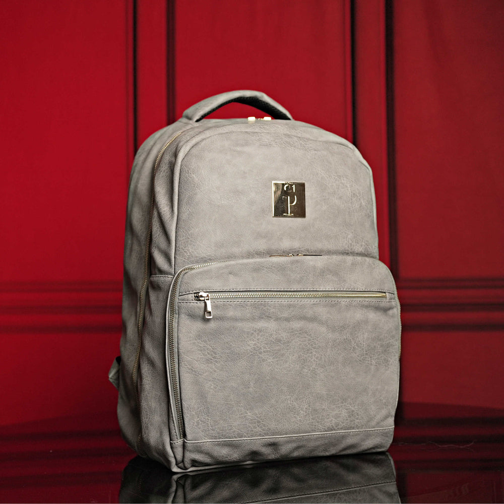 Grey Leather Commuter Bag