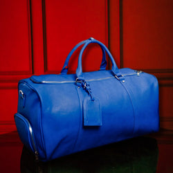 Royal Blue Leather Duffle Bag